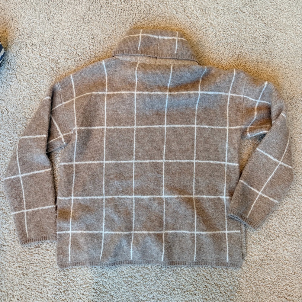 Madewell Windowpane Turtleneck Sweater in Heather Driftwood - Picture 5 of 7